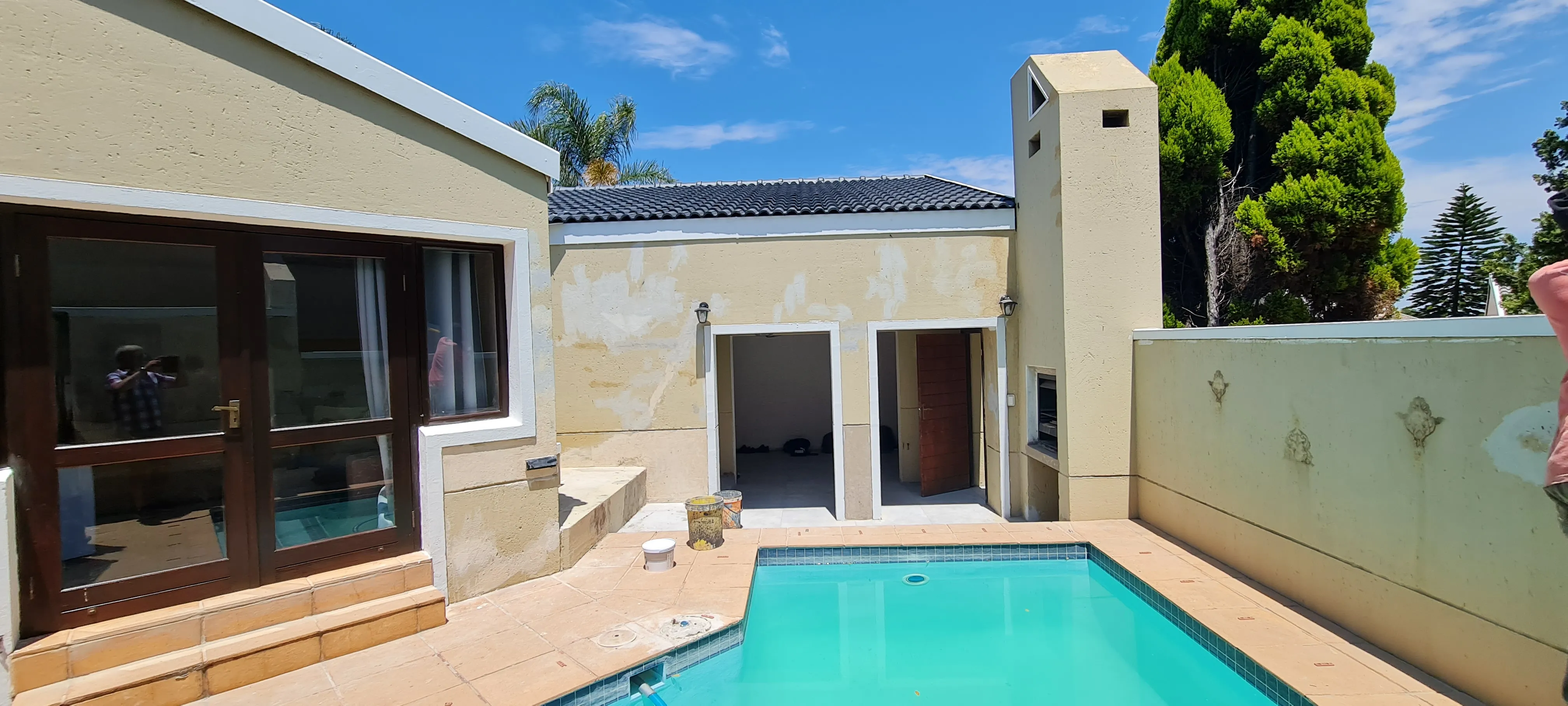 A new outlook: before · pool courtyard.